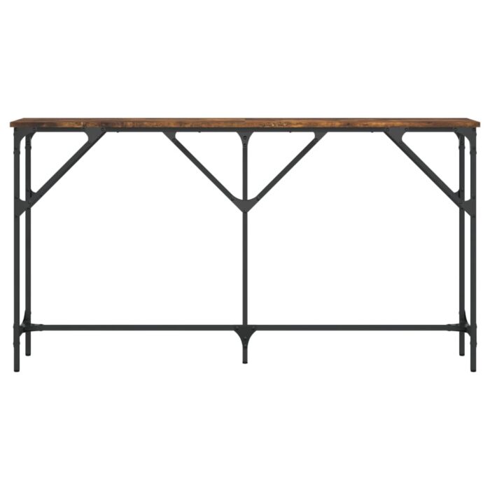 Table console chêne fumé 140x23x75 cm bois d'ingénierie – Image 2