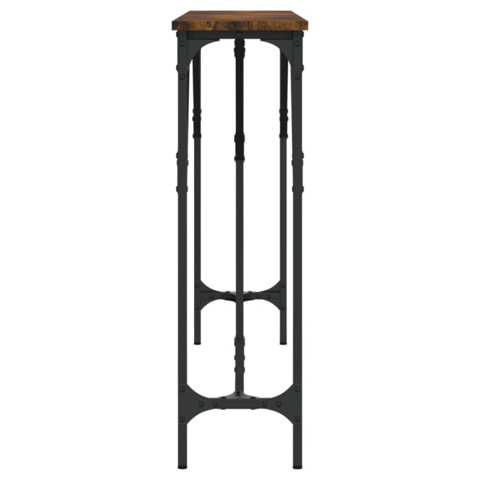 Table console chêne fumé 140x23x75 cm bois d'ingénierie – Image 3
