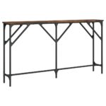 Table console chêne fumé 140x23x75 cm bois d'ingénierie – Image 4