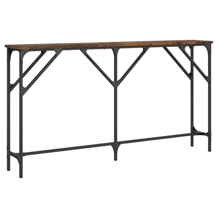 Table console chêne fumé 140x23x75 cm bois d'ingénierie – Image 4