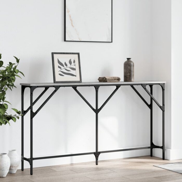 Table console sonoma gris 140x23x75 cm bois d'ingénierie – Image 1