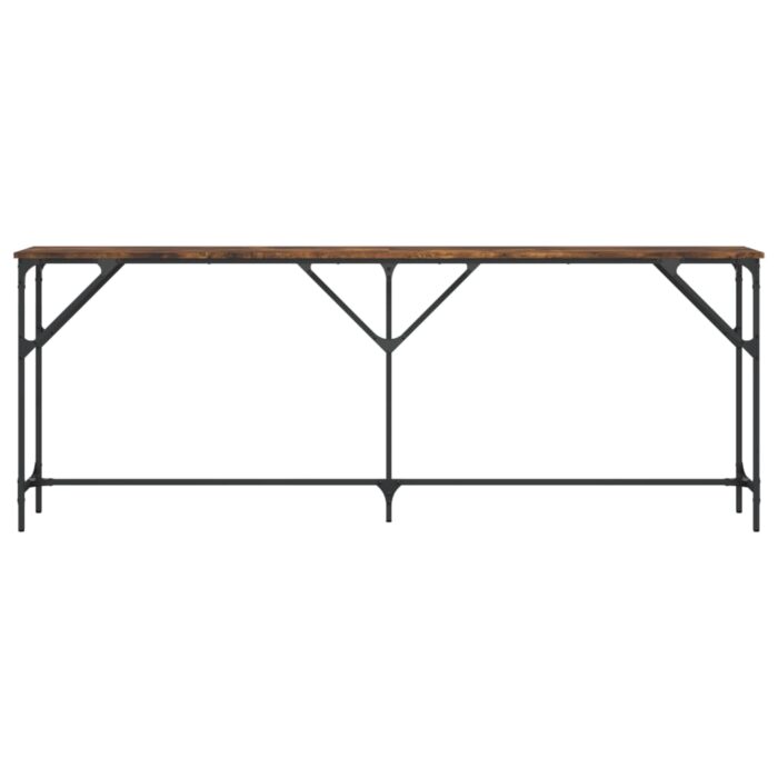 Table console chêne fumé 200x29x75 cm bois d'ingénierie – Image 2