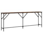 Table console chêne fumé 200x29x75 cm bois d'ingénierie – Image 4
