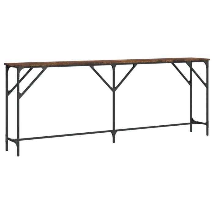 Table console chêne fumé 200x29x75 cm bois d'ingénierie – Image 4