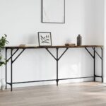 Table console chêne fumé 200x29x75 cm bois d'ingénierie