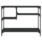 Table console avec étagères noir 100x35x75 cm – Image 2