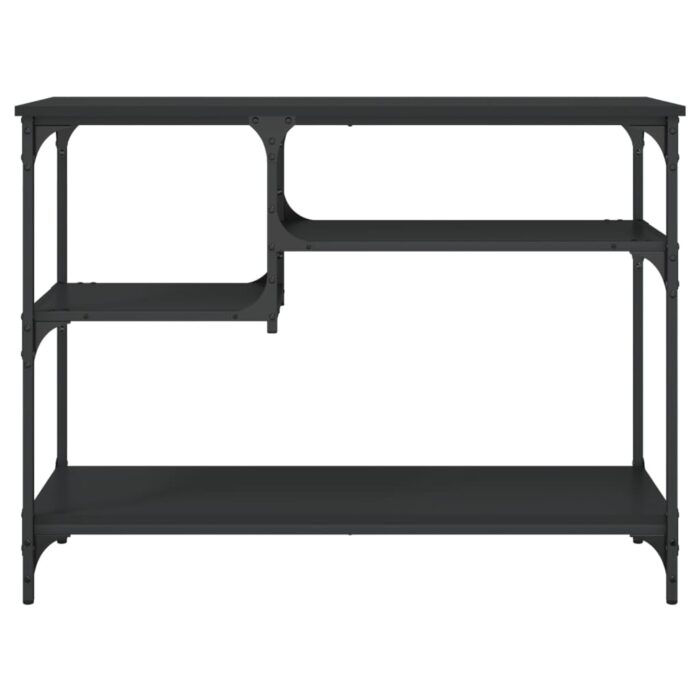 Table console avec étagères noir 100x35x75 cm – Image 2