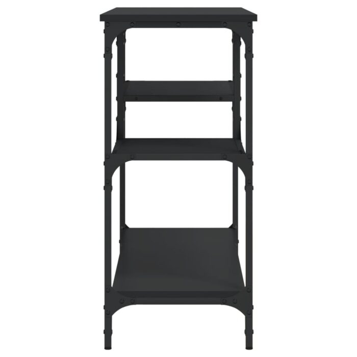 Table console avec étagères noir 100x35x75 cm – Image 3
