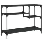 Table console avec étagères noir 100x35x75 cm – Image 4