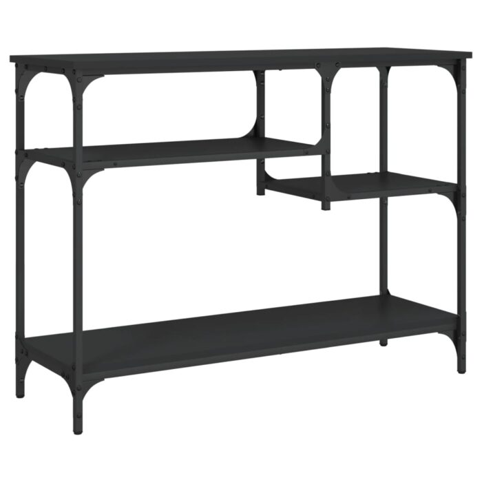 Table console avec étagères noir 100x35x75 cm – Image 4