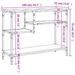 Table console avec étagères noir 100x35x75 cm – Image 7
