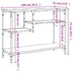 Table console avec étagères sonoma gris 100x35x75 cm – Image 7