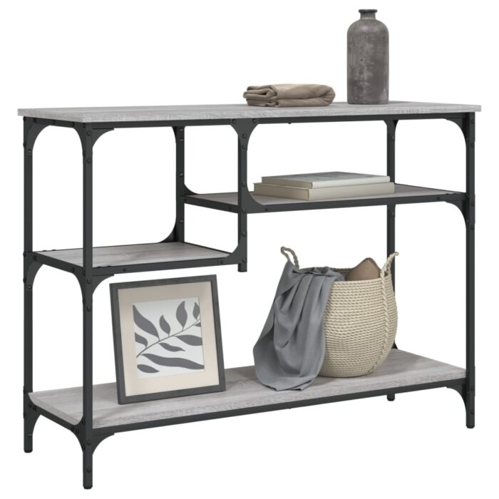 Table console avec étagères sonoma gris 100x35x75 cm – Image 1