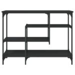 Table console avec étagères noir 100x35x75 cm – Image 2