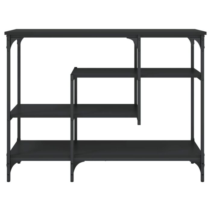 Table console avec étagères noir 100x35x75 cm – Image 2