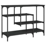 Table console avec étagères noir 100x35x75 cm – Image 4