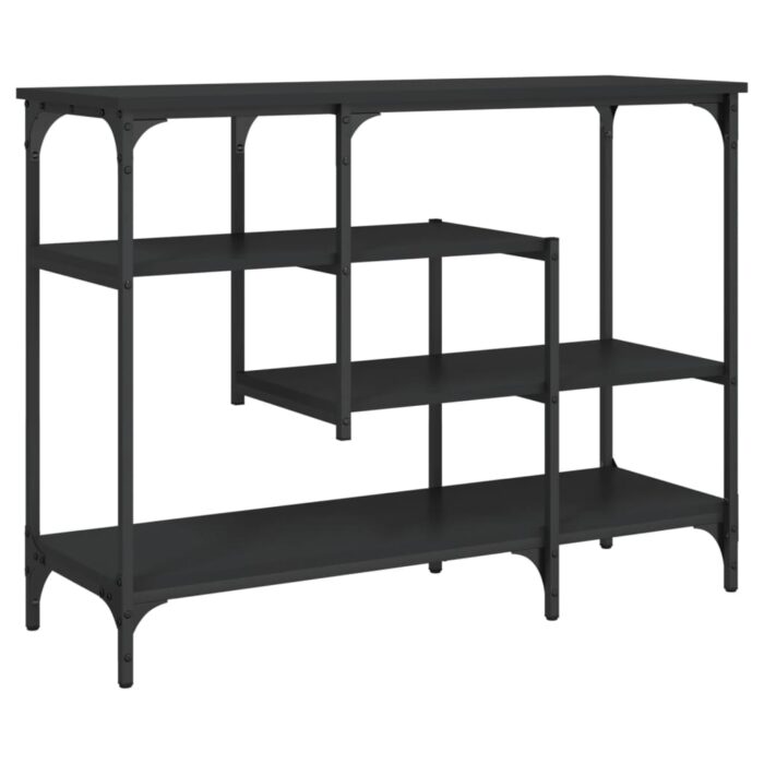 Table console avec étagères noir 100x35x75 cm – Image 4