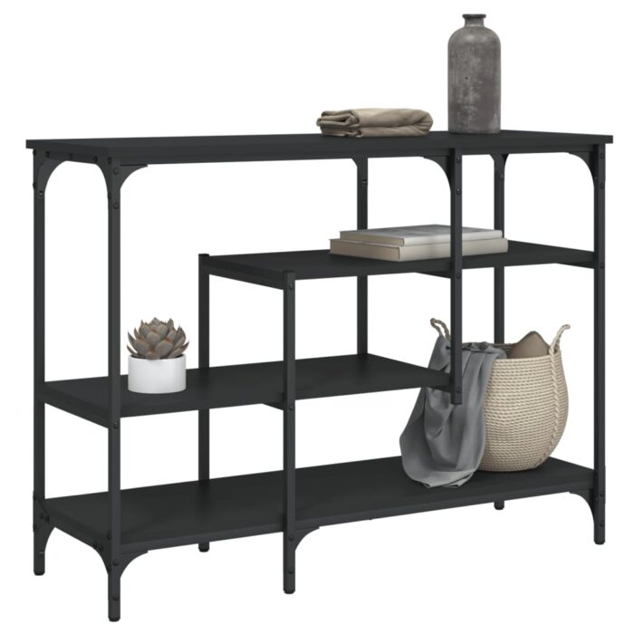 Table console avec étagères noir 100x35x75 cm – Image 1