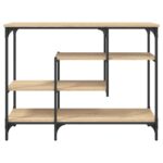 Table console avec étagères chêne sonoma 100x35x75 cm – Image 2