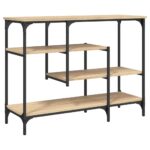 Table console avec étagères chêne sonoma 100x35x75 cm – Image 4
