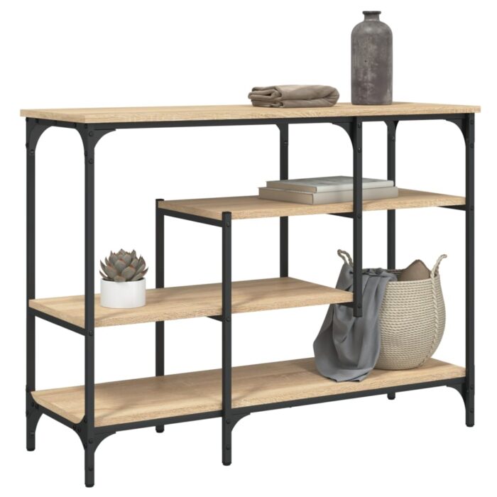 Table console avec étagères chêne sonoma 100x35x75 cm – Image 1