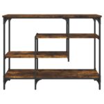 Table console avec étagères chêne fumé 100x35x75 cm – Image 2