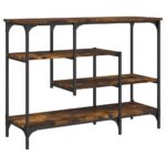 Table console avec étagères chêne fumé 100x35x75 cm – Image 4