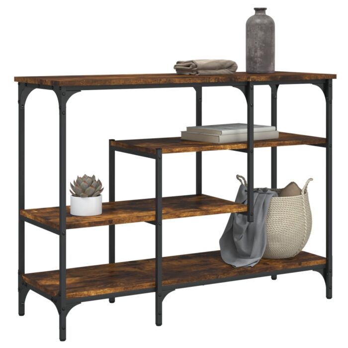 Table console avec étagères chêne fumé 100x35x75 cm – Image 1