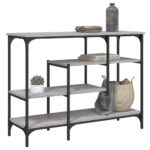 Table console avec étagères sonoma gris 100x35x75 cm