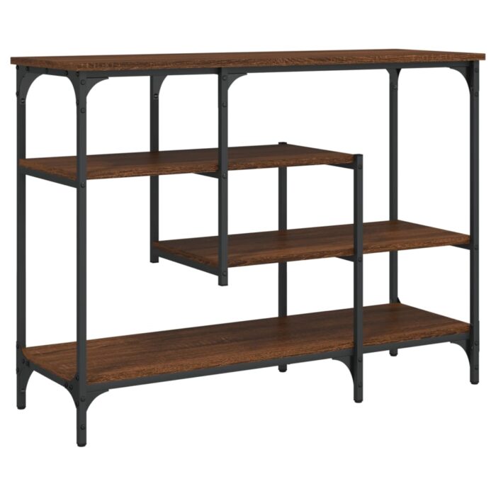 Table console avec étagères chêne marron 100x35x75 cm – Image 4