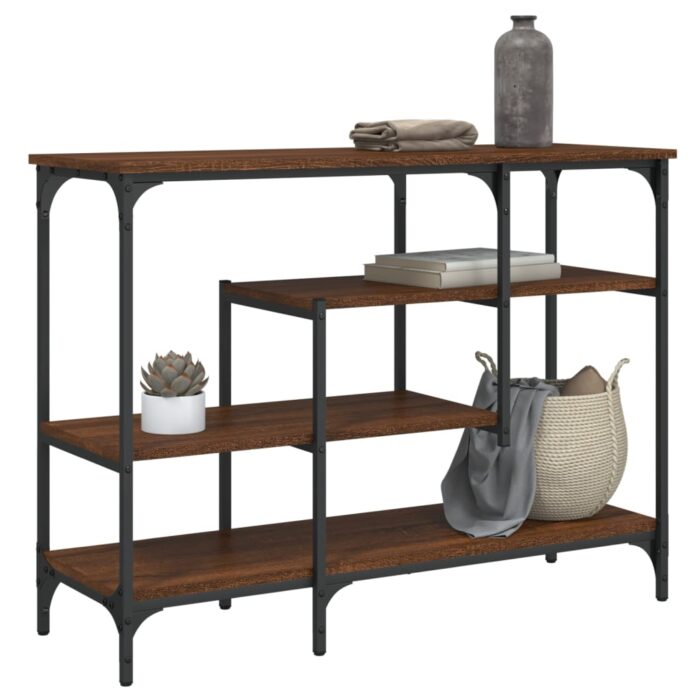 Table console avec étagères chêne marron 100x35x75 cm – Image 1