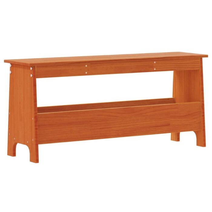 Banc d'entrée cire marron 100x28x45 cm bois de pin massif – Image 4