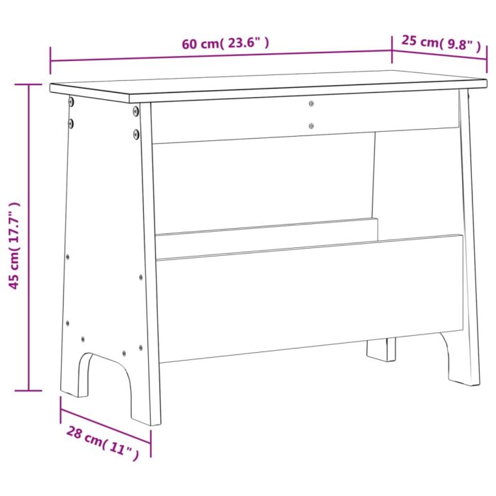 Banc d'entrée cire marron 60x28x45 cm bois de pin massif – Image 7
