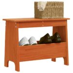 Banc d'entrée cire marron 60x28x45 cm bois de pin massif