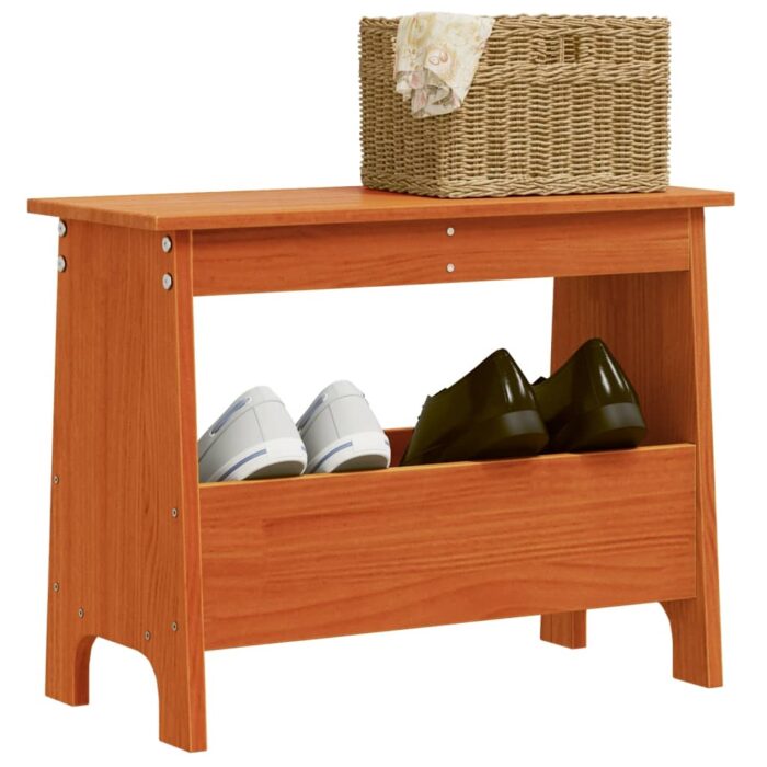 Banc d'entrée cire marron 60x28x45 cm bois de pin massif – Image 1