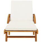 Chaise longue avec coussin et table bois d'acacia massif – Image 2