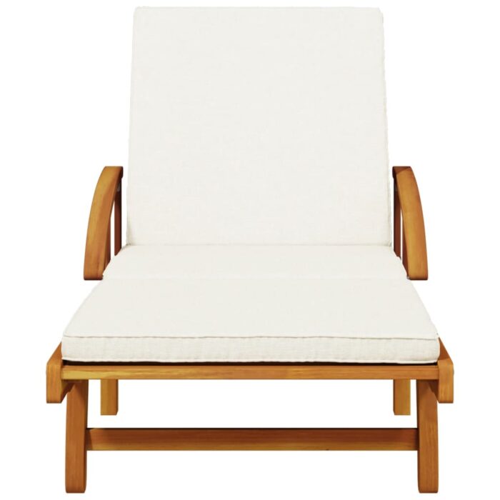 Chaise longue avec coussin et table bois d'acacia massif – Image 2