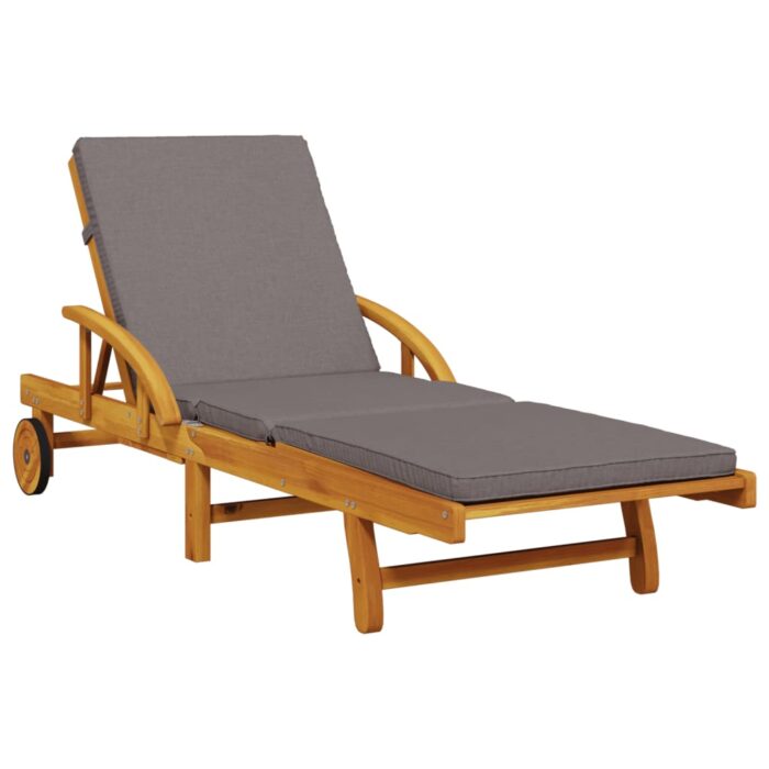 Chaises longues lot de 2 avec coussins 200x68x83 cm bois acacia – Image 2