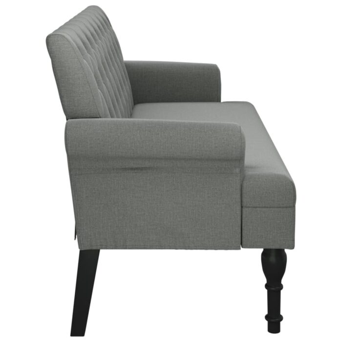 Banc avec dossier gris foncé 120x62x75,5 cm tissu – Image 2