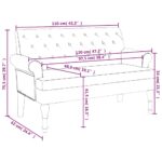 Banc avec dossier gris foncé 120x62x75,5 cm tissu – Image 7