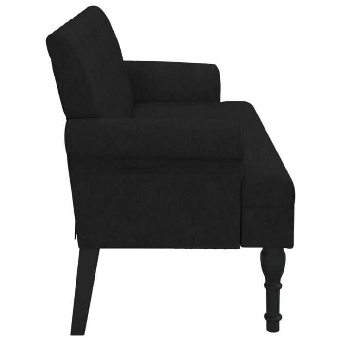 Banc avec dossier noir 120x62x75,5 cm tissu – Image 2