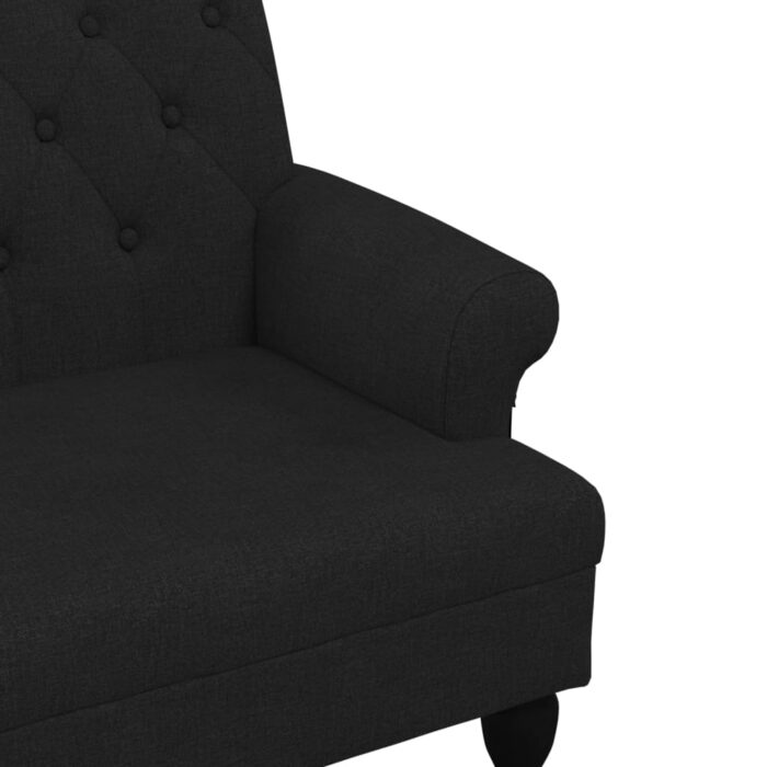 Banc avec dossier noir 120x62x75,5 cm tissu – Image 4