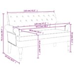 Banc avec dossier noir 120x62x75,5 cm tissu – Image 7