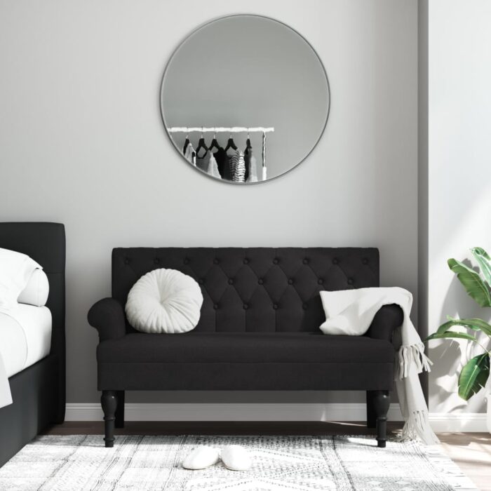 Banc avec dossier noir 120x62x75,5 cm tissu – Image 1