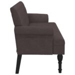 Banc avec dossier marron foncé 120x62x75,5 cm tissu – Image 2