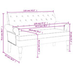 Banc avec dossier marron foncé 120x62x75,5 cm tissu – Image 6