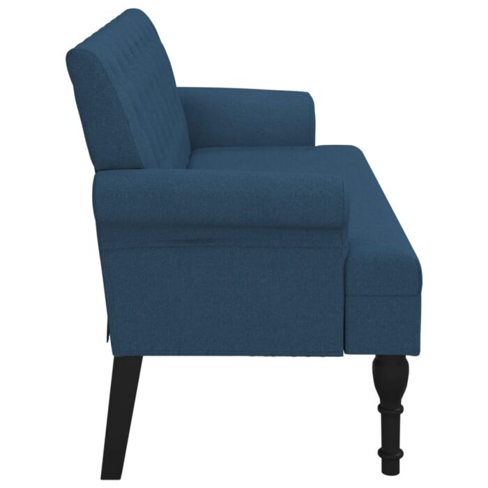 Banc avec dossier bleu 120x62x75,5 cm tissu – Image 2