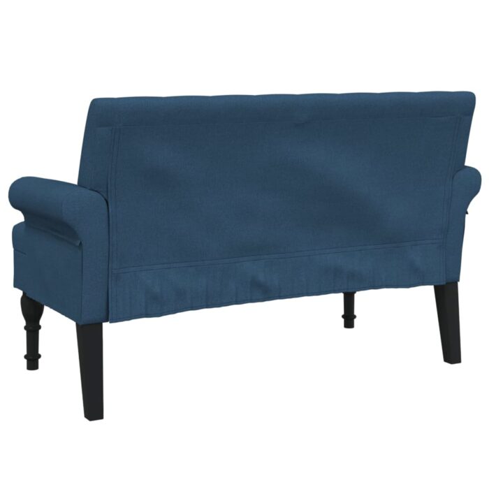 Banc avec dossier bleu 120x62x75,5 cm tissu – Image 3
