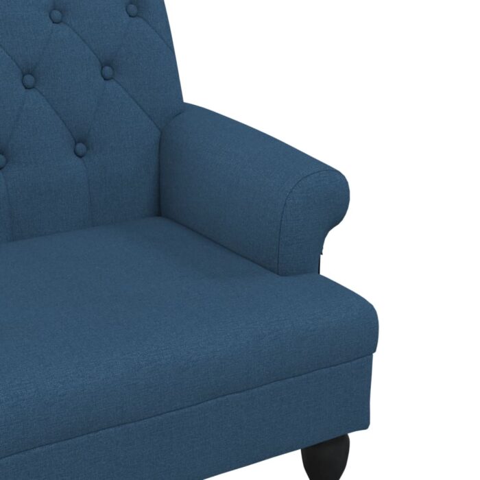 Banc avec dossier bleu 120x62x75,5 cm tissu – Image 4