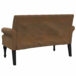 Banc avec dossier marron 120x62x75,5 cm similicuir daim – Image 3